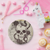 ハロウィン結婚又はその場所設定スカルディスポーザブル ペーパープレート (パーティー)