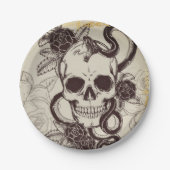 ハロウィン結婚又はその場所設定スカルディスポーザブル ペーパープレート (正面)