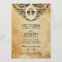 ハロウィン結婚式招待状 - スカル＆クロスボーンズ セーブザデート