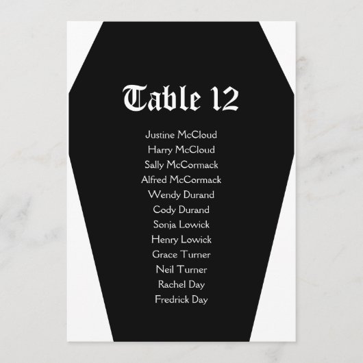 ハロウィン結婚棺の座席表DIYカード 招待状 (正面)