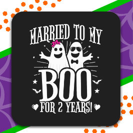 ハロウィン結婚記念日面白い2周年 スクエアシール
