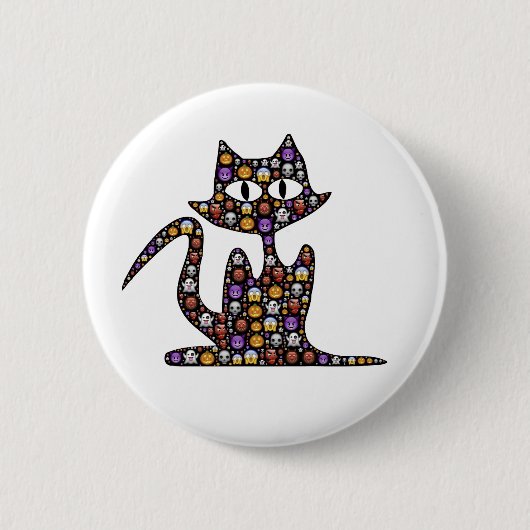 ハロウィン絵文字黒猫 缶バッジ (正面)