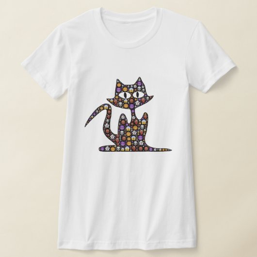 ハロウィン絵文字黒猫 Tシャツ (レイダウン)