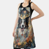 ハロウィン縁どコリーとカボチャ怖 エプロン (インサイチュ)