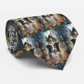 ハロウィン縁どコリーとカボチャ怖 ネクタイ (ロール)