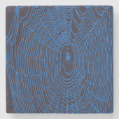 ハロウィン芸術的スパイダーウェブウェブコブドードルブルー ストーンコースター (正面)