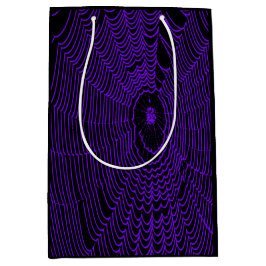 ハロウィン芸術的スパイダークモのクモの巣の薄紫 ミディアムペーパーバッグ