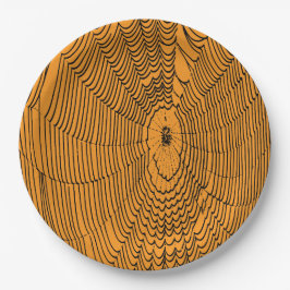 ハロウィン芸術的スパイダークモのクモの巣ドードルブラック ペーパープレート