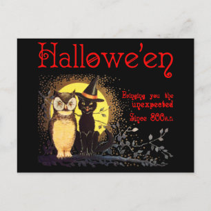 ハロウィン葉書に描かれた猫とヴィンテージ ポストカード