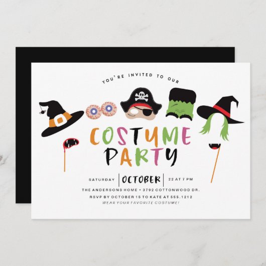 ハロウィン衣装パーティの招待状 招待状 (正面/裏面)