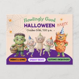 ハロウィン衣装パーティーモンスターの不気味な楽しみダンス ポストカード