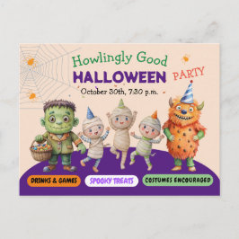 ハロウィン衣装パーティーモンスターの不気味な楽しみダンス ポストカード