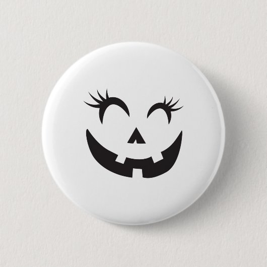 ハロウィン衣装 かぼちゃの顔 コスチューム まつげ 缶バッジ (正面)