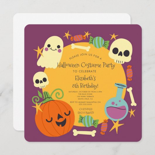 ハロウィン衣装 子供の誕生日パーティー シーズンカード (正面/裏面)