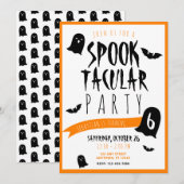 ハロウィン誕生日スペクタキュラー　ゴーストとバット 招待状 (正面/裏面)