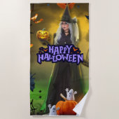ハロウィン誕生日パーティーの招待状 ビーチタオル (正面)
