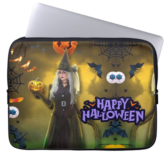 ハロウィン誕生日パーティーの招待状 ラップトップスリーブ (正面)