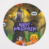 ハロウィン誕生日パーティーの招待状 ラベル (デザイン1)