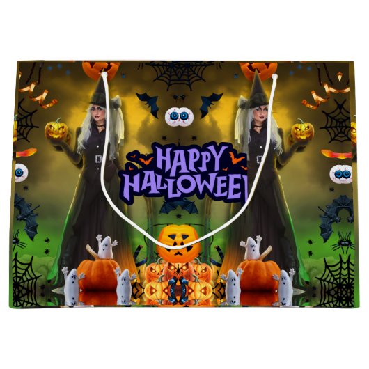 ハロウィン誕生日パーティーの招待状 ラージペーパーバッグ (正面)