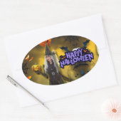 ハロウィン誕生日パーティーの招待状 楕円形シール (封筒)