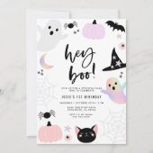 ハロウィン誕生日パーティーの招待状「Hey Boo Pastel」 招待状 (正面)