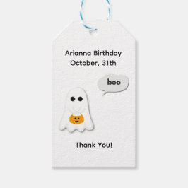 ハロウィン誕生日パーティー | ミニマルな幽霊デザイン ギフトタグ