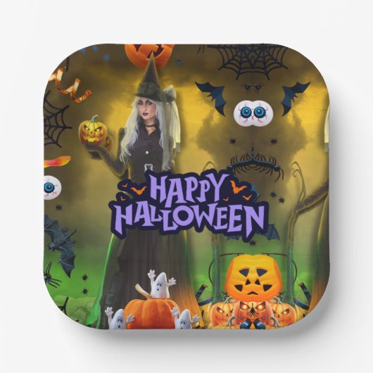 ハロウィン誕生日招待状 Spooktacular ペーパープレート (正面)
