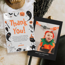 ハロウィン誕生日男の子写真 サンキューカード