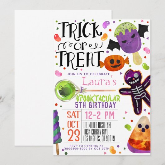 ハロウィン誕生日 招待状 (正面/裏面)