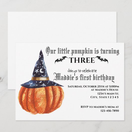 ハロウィン誕生日 招待状 (正面/裏面)