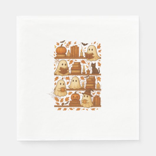 ハロウィン読幽霊の本好き スタンダードランチョンナプキン (正面)