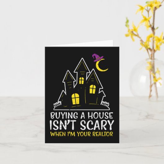 ハロウィン買不動産仲介業者の家は怖い衣装ではない カード (黄色い花)