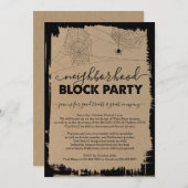 ハロウィン近隣ブロックパーティーの招待状 招待状 (正面/裏面)