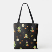 ハロウィン遊を扱うかわいい恐竜のカボチャ トートバッグ (裏面)