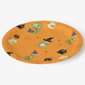 ハロウィン遊を扱うかわいい恐竜のカボチャ ペーパープレート (アングル)