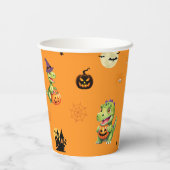 ハロウィン遊を扱うかわいい恐竜のカボチャ 紙コップ (裏面)