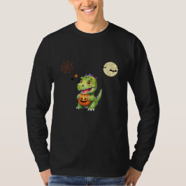 ハロウィン遊を扱うかわいい恐竜のカボチャ Tシャツ