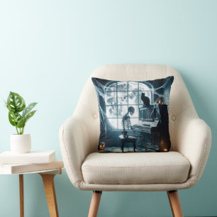 ハロウィン遊スケルトンのピアノ クッション