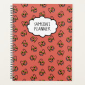 ハロウィン間抜けモンスター顔 – オレンジ/グレー プランナー手帳 (正面)