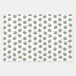 ハロウィン間抜けモンスター顔 – オレンジ/グレー/ホワイト ラッピングペーパーシート