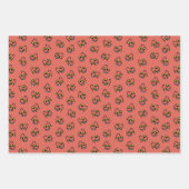 ハロウィン間抜けモンスター顔 – オレンジ/ブラック/グリーン ラッピングペーパーシート (正面2)