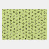 ハロウィン間抜けモンスター顔 – オレンジ/ブラック/グリーン ラッピングペーパーシート (正面)