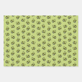 ハロウィン間抜けモンスター顔 – オレンジ/ブラック/グリーン ラッピングペーパーシート