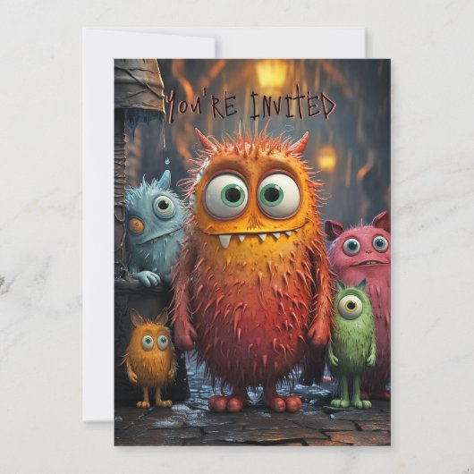 ハロウィン間抜け招待状おもしろいかわいい生き物 招待状 (正面)