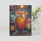 ハロウィン間抜け招待状おもしろいかわいい生き物 招待状 (スタンド正面)