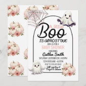 ハロウィン間近のLittle Booベビーシャワー 招待状 (正面/裏面)