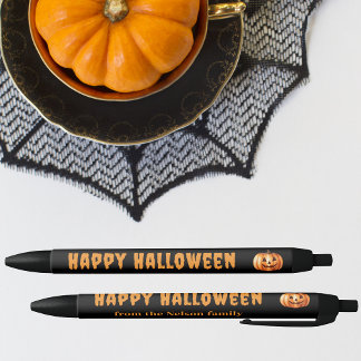 ハロウィン限定 パーソナライズドペン かぼちゃモチーフ 黒ボールペン