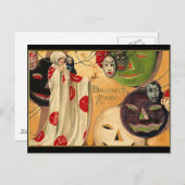 ハロウィン顔-アールデコ ポストカード (正面/裏面)