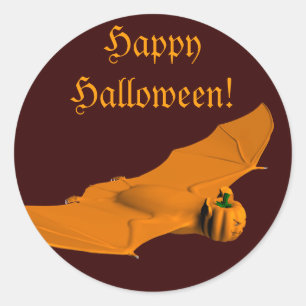ハロウィン風変わりこうもり ラウンドシール