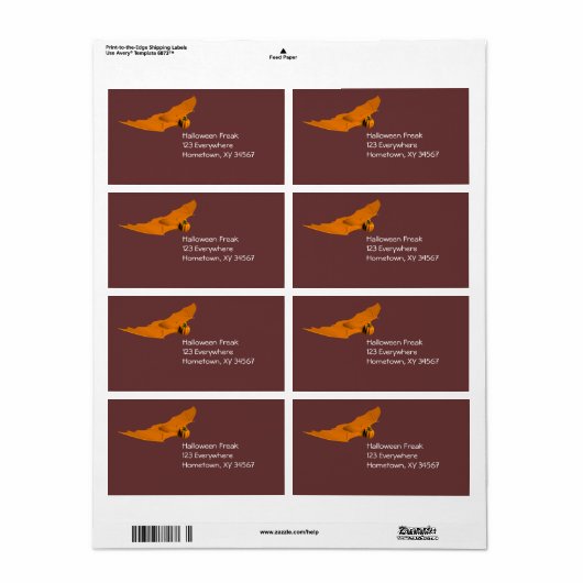 ハロウィン風変わりこうもり ラベル (フルシート)